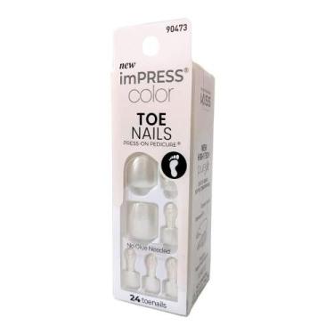 Imagem de Unha postiça para pés kiss impress color toe nails 501 lustre white c/