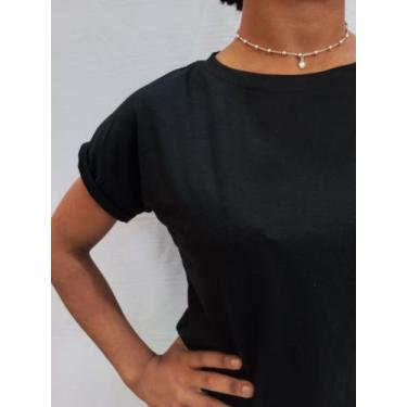 Imagem de Cropped preto malha manga curta - GB, G