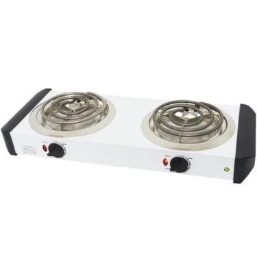 Imagem de Fogão Elétrico Portátil de Mesa 2 Bocas 2000W Branco 220V Resistência 