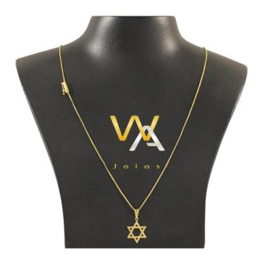 Imagem de Corrente veneziana 1 mm + Pingente estrela de Davi vazado pequeno - WA