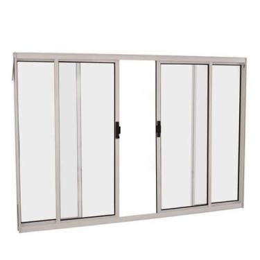 Imagem de Janela de Correr em Alumínio 120 x 150 x 6 cm 4 Folhas Branco Básica M