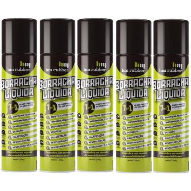 Imagem de Kit 5 Tinta Borracha Líquida Preto Impermeabilizante 400ml Hm Rubber S