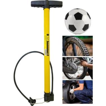 Imagem de Bomba Encher Pneu Bicicleta Moto Bola Leve E Resistente Cor Amarelo Al