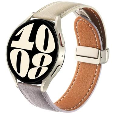 Imagem de DEALELE Pulseiras de substituição de couro impressas de 20 mm compatíveis com Samsung Galaxy Watch 6/6 Classic/5/5 Pro/4/4 Classic/3 de 41 mm/Active 2, 20mm, Couro