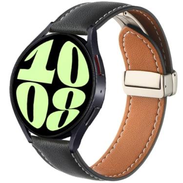 Imagem de DEALELE Pulseiras de substituição de couro impressas de 20 mm compatíveis com Samsung Galaxy Watch 6/6 Classic/5/5 Pro/4/4 Classic/3 de 41 mm/Active 2, 20mm, Couro