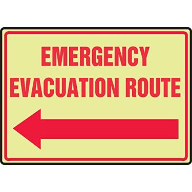 Imagem de Accuform MLFE514GF Lumi-Glow Flex Placa adesiva, legenda, "Rota de evacuação de emergência (seta para a esquerda)", 17,8 cm de altura, 18 cm de comprimento x 25,4 cm de largura x 0 cm de espessura,