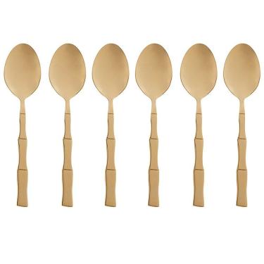 Imagem de Conjunto 6 Colheres de Aço Inox para Mesa Bambu Elegant Champanhe 19,8cm 1815 - Lyor
