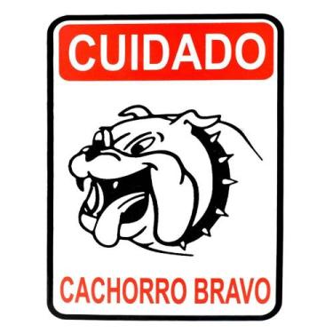 Imagem de Placa Sinalização Cuidado Cão Bravo 20x30cm Pacific