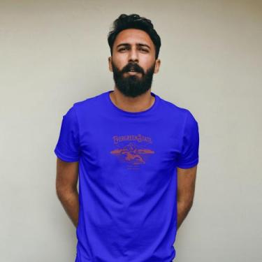 Imagem de Camiseta Masculina Casual Estampada Moderna Polo Blu Malha Algodão do 