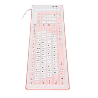 Imagem de Teclado de Silicone Dobrável Mudo à Prova D'água, Economia de Espaço, 103 Teclas, Teclado Com Fio USB para PC Laptop, PurpleBluePink (Róseo)
