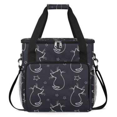 Imagem de CFERSAN Bolsa de transporte para máquina de café com desenho de animal de gato compatível com Keurig, K-Mini ou K-Mini Plus, caixa portátil para cafeteira com bolsos para cápsulas K-cup