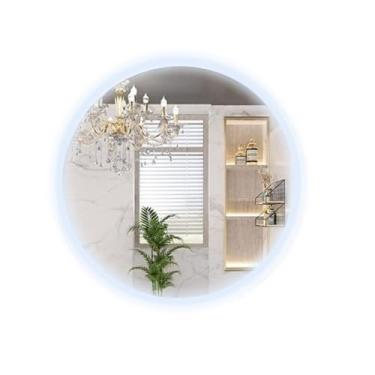 Imagem de DUBRU Espelho Redondo 60cm LED Branco Frio Iluminado Decorativo Lavabo Salao Frio