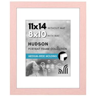 Imagem de Americanflat Porta-retrato de 28 x 35 cm com vidro resistente a estilhaços - Use como moldura de 20 x 25 cm com tapete ou moldura de 28 x 35 cm sem tapete - Coleção Hudson - Moldura rosa envelhecida