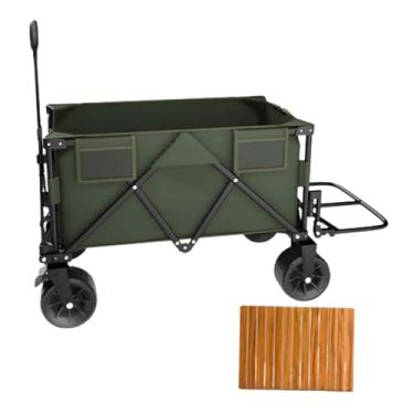 Imagem de carroça Carrinho de vagão portátil com rodas dobrável todo o terreno vagão utilitário jardim praia acampamento carrinho com saco líquido retrátil dobrável