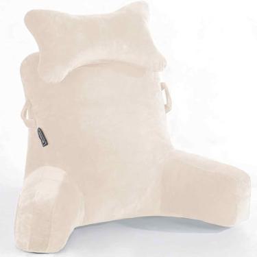 Imagem de Travesseiro de leitura extra grande para descanso de cama de 78,7 cm com rolo e braços removíveis para sentar na cama ou sofá - Travesseiro de leitura para leitura / assistir TV / jogar / relaxar -