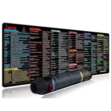 Imagem de excovip Java Commands Shortcuts Mouse Pad -80 x 30 x 0,2 cm Folha de referências grande estendida mousepad PC escritório planilha teclado mouse pad antiderrapante borda costurada 0302