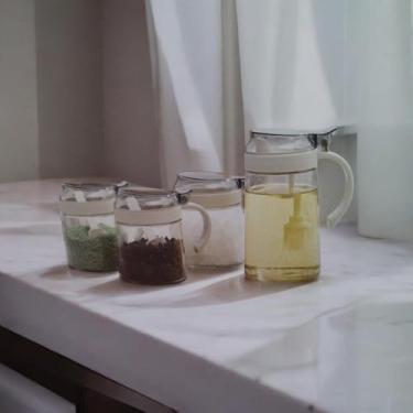Imagem de Conjunto de Potes de Vidro para Temperos com Colher, 4 Peças, 350ml, com Jarra de 500ml