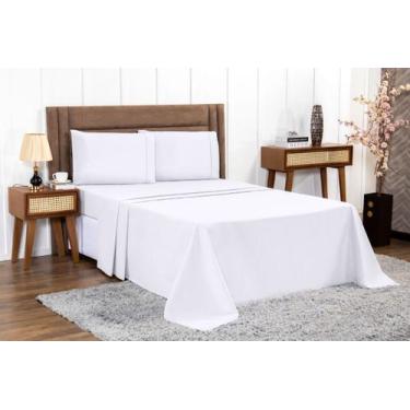 Imagem de Jogo de Cama Lençol 4 peças PERCAL 100% ALGODÃO Casal Queen King Hotel