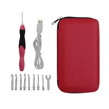 Imagem de Kit Com 9 Agulhas para Crochê Com Luz De Led com Estojo