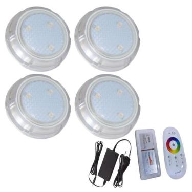 Imagem de Kit 4 Hiper Led 6W RGB Policarbonato + Controle e Fonte 2A - Brustec