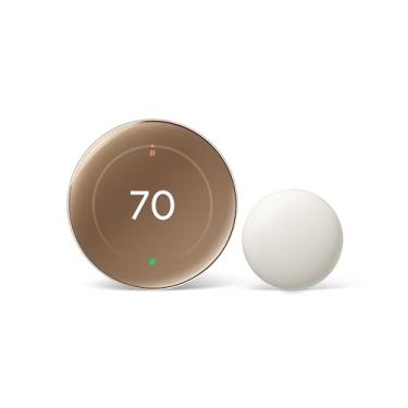 Imagem de Google Nest Learning Thermostat (4ª Geração, 2024) Com Sensor De Temperatura Nest - Termostato Inteligente De Economia De Energia Com Eco Adaptável - Funciona Com Alexa E Aplicativo Home - Ouro Polido