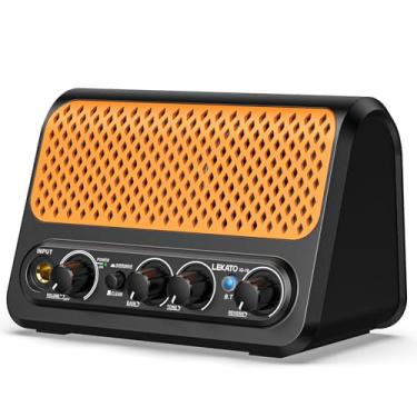 Imagem de LEKATO Mini Amplificador De Guitarra, Amplificador Portátil De Guitarra Elétrica De 10 W Com Canal Limpo E Overdrive, Reverb, Amplificador De Guitarra Pequeno Bluetooth Para Prática (Preto-Laranja)