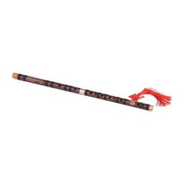 Imagem de Flauta Chinesa de Bambu, Portátil Tradicional C Chaves Dizi Bitum de Bambu Instrumentos de Com um nó Chinês para Iniciantes (G -tecla)