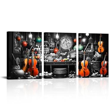 Imagem de xiysien Arte de parede de música, tela de violino, decoração de parede, instrumento de cordas vintage, violoncelo, imagens impressas, arte para sala de estar, quarto, escritório, decoração 30,5 x 40,6