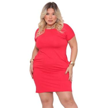 Imagem de Vestido Curto Feminino Liso Malha Bolso Moda Plus Size - Conceitual St