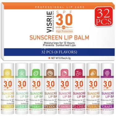 Imagem de Bálsamo labial VISRIE SPF 30 com protetor solar, pacote com 32 unidade