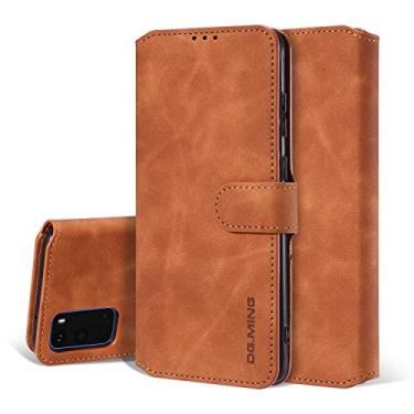 Imagem de UEEBAI Capa de couro PU para Samsung Galaxy S20, vintage retrô premium carteira flip capa interna TPU [compartimentos para cartões] [fecho magnético] função de suporte fólio à prova de choque proteção