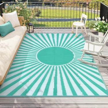 Imagem de Wonnitar Tapete impermeável para ambientes externos 20 x 25 cm – tapetes grandes reversíveis, tapete de plástico leve com canudo para trailer, tapete portátil de acampamento ao ar livre para