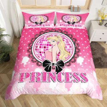 Imagem de Conjunto de capa de edredom infantil, princesa, feminino, tamanho king, laço, bolinhas brancas, decoração de quarto de crianças, meninas, mulheres, capa de edredom romântica com lantejoulas com