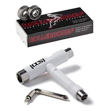 Imagem de RollerBones Rolamentos de skate Bones Roller Bones com ferramenta de skate CCS (rolebones com ferramenta de skate CCS branca)