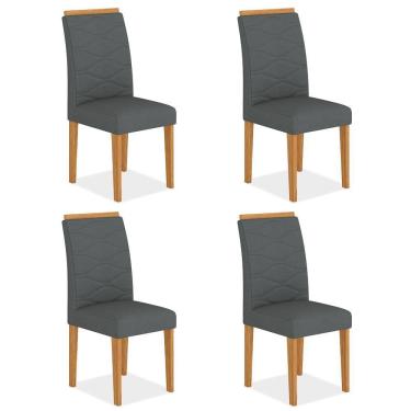 Imagem de Kit 4 Cadeiras Estofadas Everest Comfort Cinamomo/suede Cinza - Ma