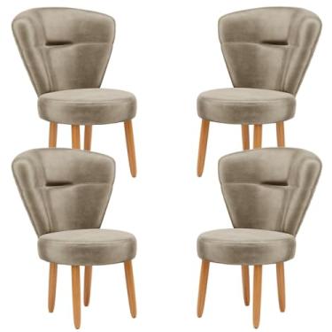 Imagem de Kit 4 Cadeiras Decorativas para Sala de Espera Recepção Moderna Tecido Veludo MOBLAN decor (Cappuccino)
