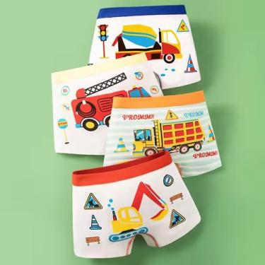 Imagem de 4 Peças de Cuecas Boys Menino Cartoon Infantil De Veículo Carros Perso