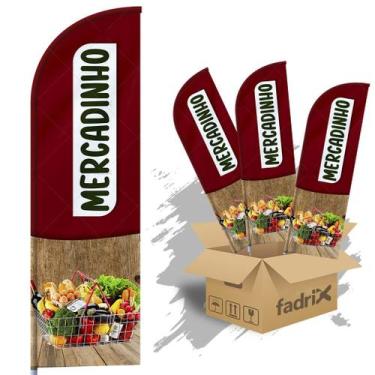 Imagem de Wind Banner Dupla Face 3mt Completo Mercadinho Kit C/ 3unds - Fadrix