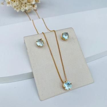 Imagem de Kit Brinco + Colar de Zircônia Ponto de Luz Collor - Mania de Mulher -
