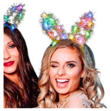 Imagem de Tiara de Coelho Led Orelha Coelha com Luz Coelhinha Pisca Pisca Coelhinho da Páscoa Acessório Carnaval Halloween Festa Z