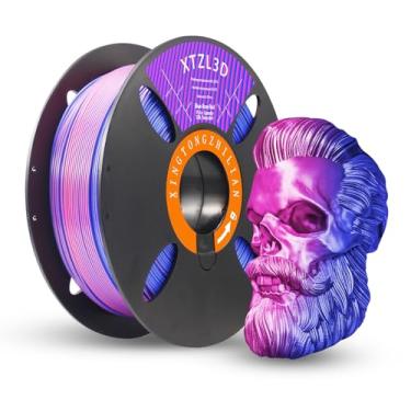 Imagem de XTZL3D Filamento de impressora 3D PLA+ de alta velocidade, coextrusão dicromática de 1,75 mm de diâmetro com precisão de +/- 0,02 mm, carretel reutilizável compatível com BambuAMS e a maioria das