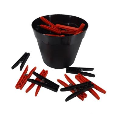 Imagem de Kit 40 Prendedores Pregadores Roupas Baldinho Cesto Vermelho