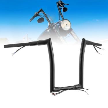 Imagem de TIGERSGATE Guidão 35.6 cm Rise Sportster Dyna Softail Meathook 35.6 cm Fat Ape Hangers para 2014-2022 Iron XL 883 1200, 2012-2017 Dyna Softail, preto