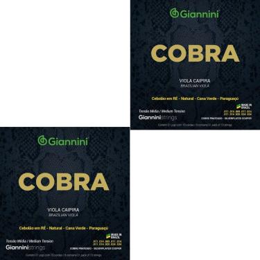 Imagem de Kit 2 Encordoamento Viola Caipira Giannini Cobra GESVM Cobre Prateado Média