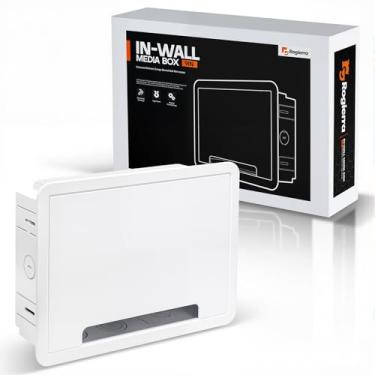 Imagem de Caixa de mídia embutida – Kit de gerenciamento de cabo de TV, gabinete de mídia estruturada, caixa de home theater, compatível com Roku, Apple TV, Samsung One Connect Mini - compatível com WiFi, roxo