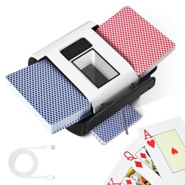 Imagem de CARDSPIN Baralho automático de cartas UNO com 2 baralhos, embaralhador de cartas elétrico com bateria de 2000 mAh para pôquer e blackjack, Skip-Bo, jogo de cartas Five Crowns, Texas Hold'em, Casino
