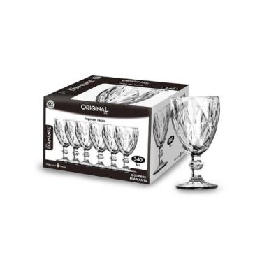 Imagem de Jogo de 6 Taças de Vidro Diamante Transparente 340ml Original