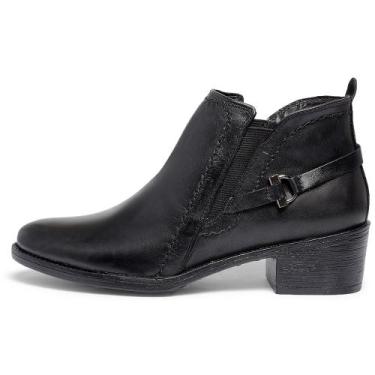 Imagem de Bota Feminina Cano Curto Couro Legítimo Saltinho Cor Preto - Ferrile, 
