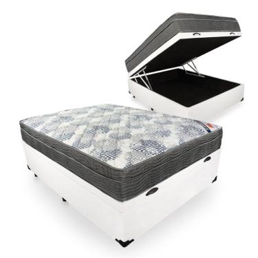 Imagem de Cama Box Baú Viúva + Colchão De Molas Ensacadas - Ortobom - iso SuperPocket - 128x188x67cm Branco