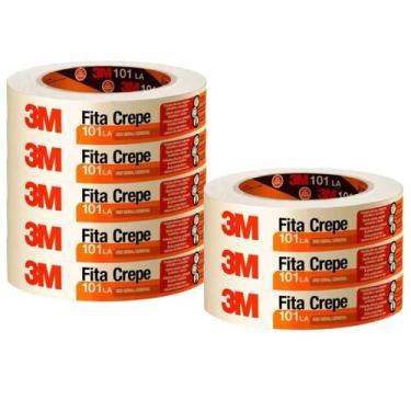 Imagem de Kit 8 fita crepe 18mm x 50 metros 3m 101la pintura marcação reforma ar